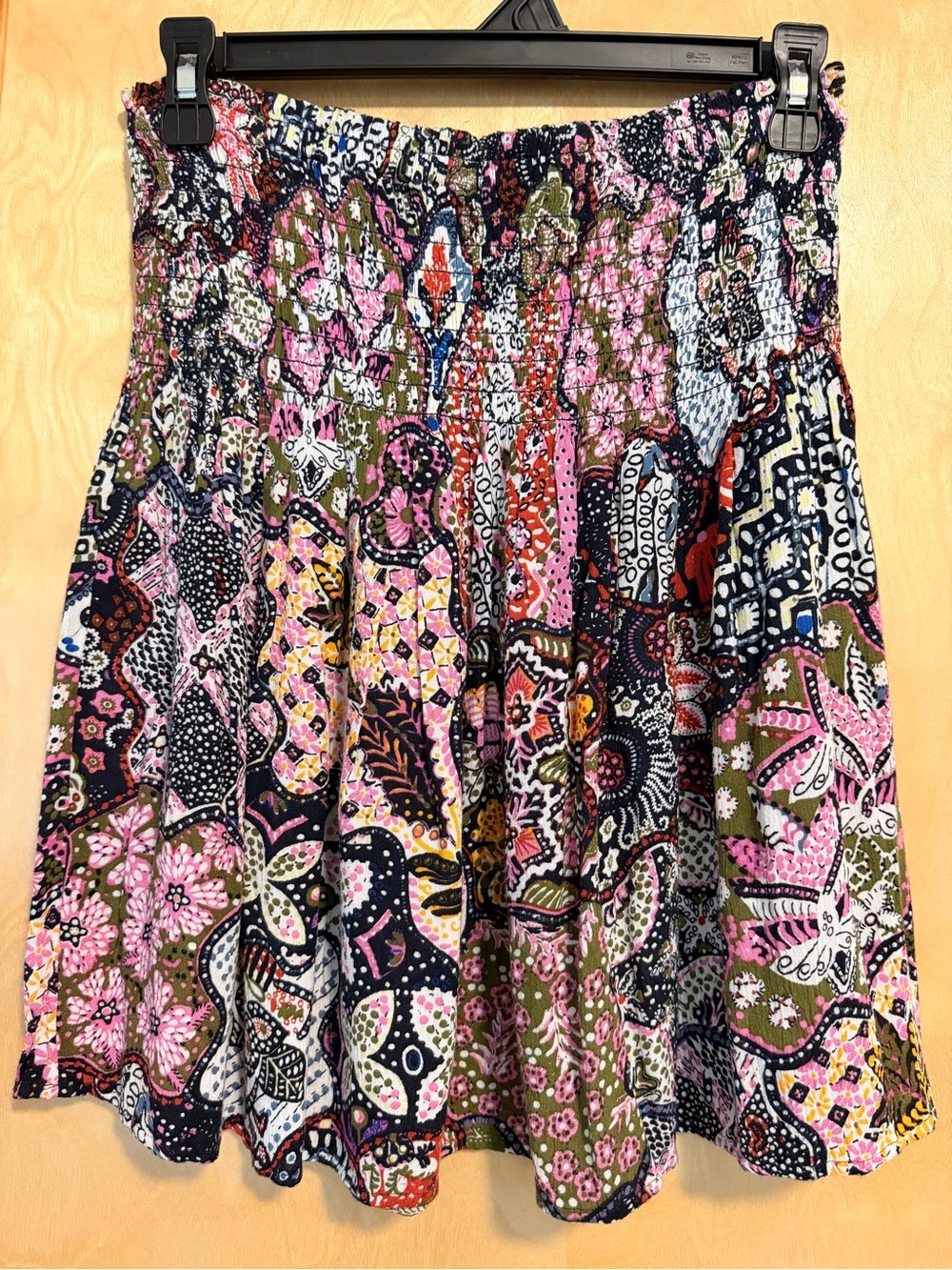Loft Floral Patchwork Smocked Waist Skirt - Pink Multi - Medium - Like New!